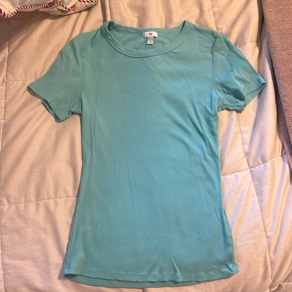 DIP, size small, blue, fitted, ribbed shirt
